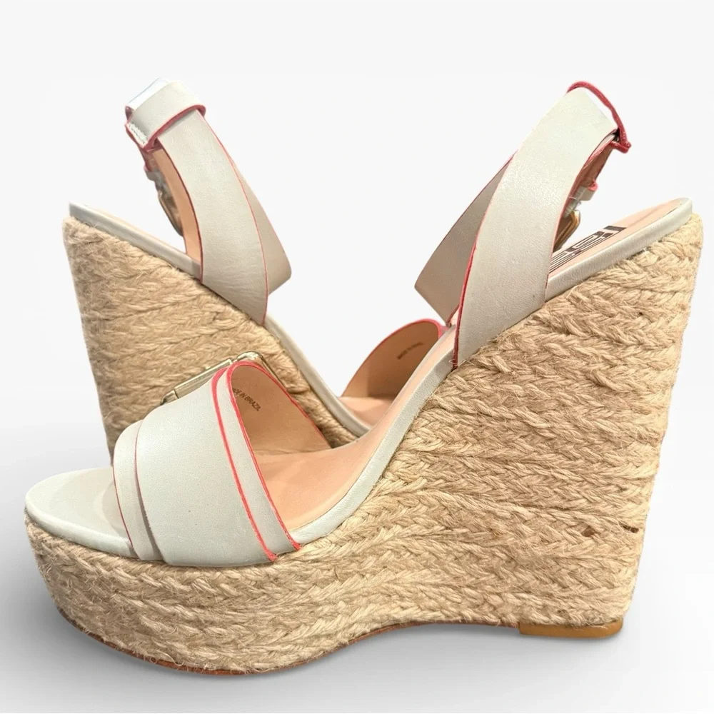Pour‎ La Victoire Jaclyn Espadrille Wedge Heel Ankle Strap Sandal Leather 8.5